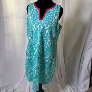 Crown &‎ Ivy Aqua Dress with Coral Accents